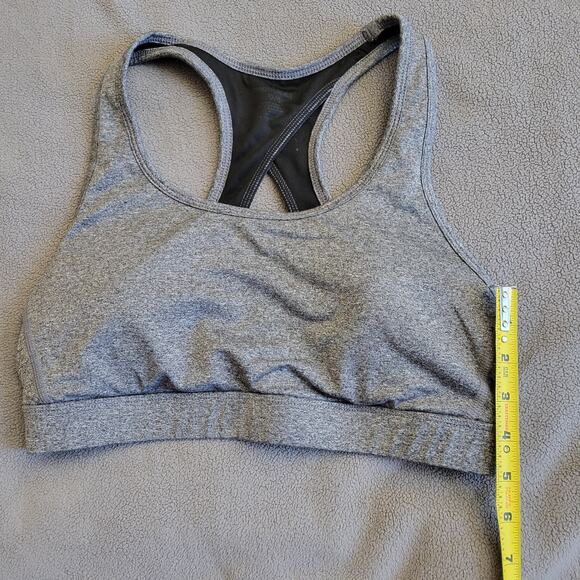 REEBOK Sports Bra Womens Large Heathered Gray Padded Peekaboo Back Run Gym Yoga - Picture 5 of 12